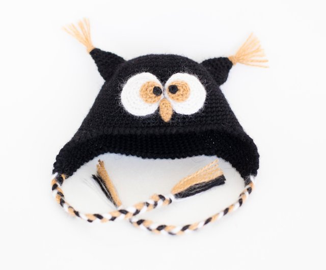 CA4LA フクロウミミズクモチーフ ニット帽 フォックスファー　ダークグレー Chick ニット帽 ニットキャップ Bear Look Knit cap / クマ耳
