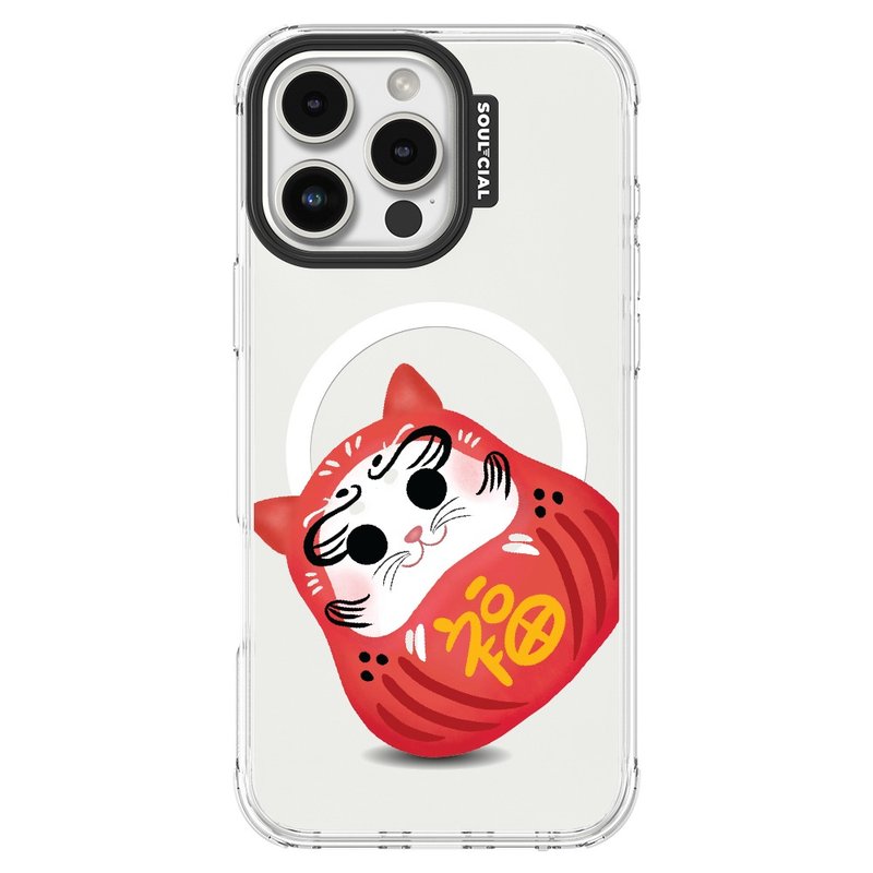 Daruma Fuku Cat iPhone case MagSafe magnetic protective case - เคส/ซองมือถือ - วัสดุอื่นๆ 