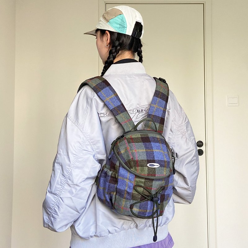 司康英倫格系列 秋冬款 迷你mini徒步登山復古雙肩後背包 格林綠 - 後背包/背包/書包 - 聚酯纖維 綠色