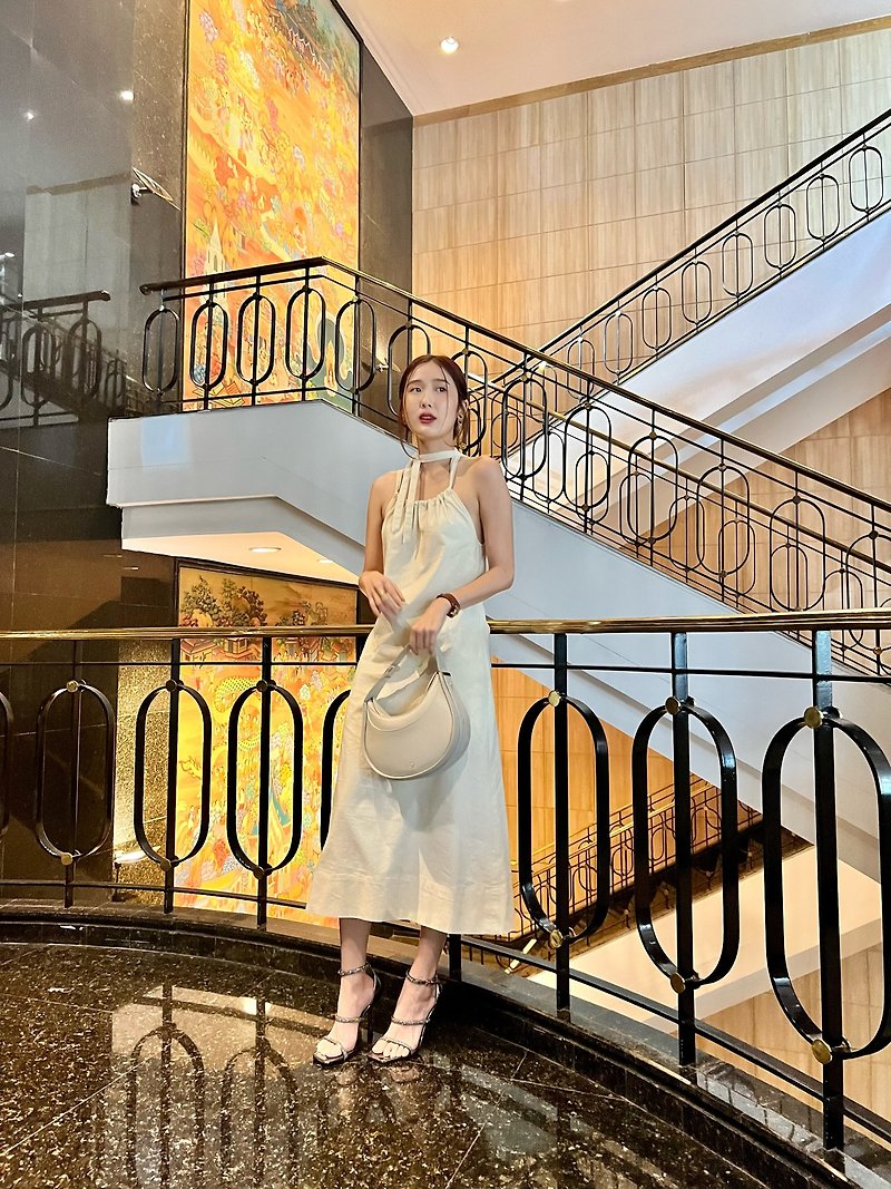Horizon - Cream Cotton Linen - One Piece Dresses - Linen Khaki