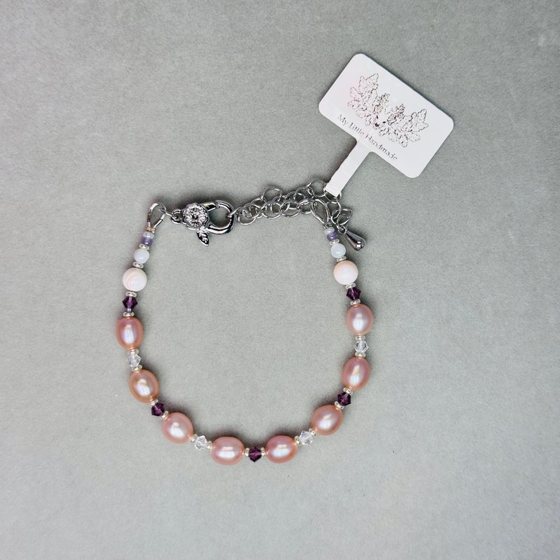 Natural freshwater pearl + Swarovski crystal bracelet JW96H-003 - Bracelets - Pearl Multicolor