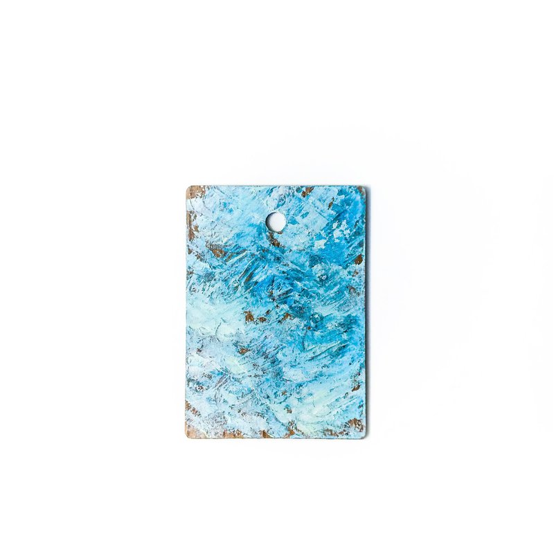 手繪抽象藝術環保木牌吊飾 Abstract Wood Art_Wave - 吊飾/掛飾 - 環保材質 藍色