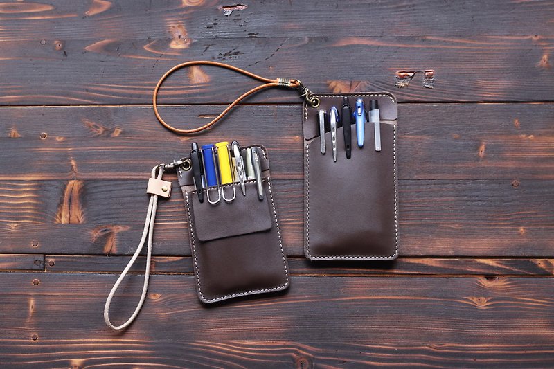 Leather Doctor Gown Pencil Case│Pocket Pen Case│Chocolate Brown - Pencil Cases - Genuine Leather Brown