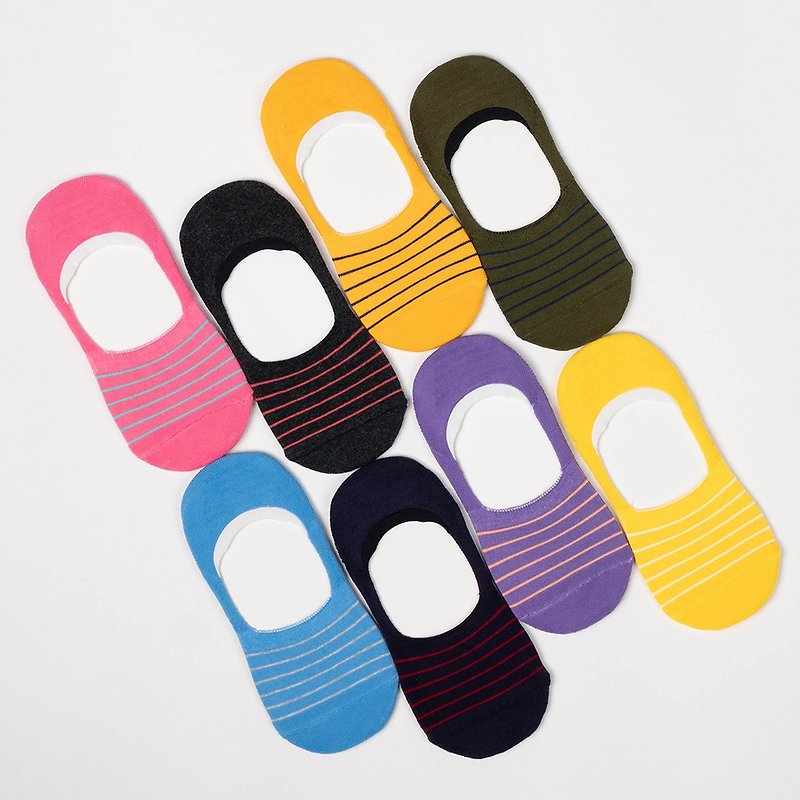 [WARX Antibacterial and Deodorant Socks] Versatile Striped Invisible Socks (5 Colors) - ถุงเท้า - ผ้าฝ้าย/ผ้าลินิน 