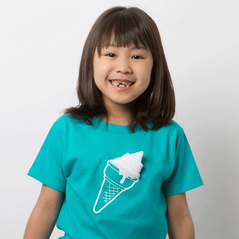 KIDS icecream Tシャツ（ミント）「自分のアイスを作るTシャツ」 - 其他 - 棉．麻 藍色