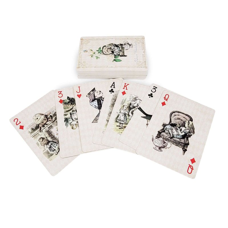 Alice in Wonderland Vintage Playing Cards Deck for Tea Party - 卡片/明信片 - 紙 白色