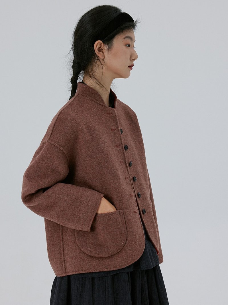 Double-sided handmade wool reversible short coat - Women's Casual & Functional Jackets - Wool Multicolor