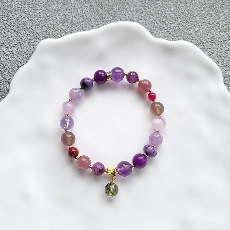 Nine Purple Fire Luck/Xia Yuan Li Fire Gua/Lucky/Noble Person/Peach Blossom/Prosperous Luck/Good Luck Bracelet (customized) - Bracelets - Crystal 