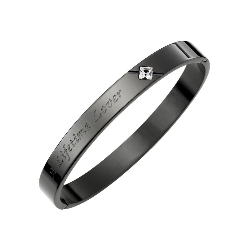 ::Free engraving::Perfect Lover Elegant West German Steel Couple Bracelet - Men's Style - Bracelets - Stainless Steel Black