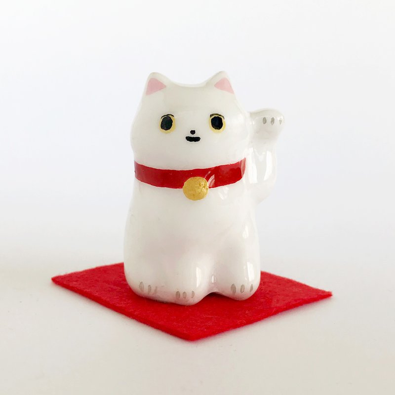 Lucky cat object White cat - Items for Display - Clay White