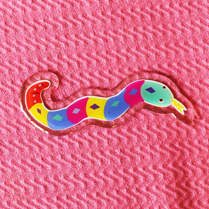 Keychain & Brooch "Colors snake" - 胸針/心口針 - 壓克力 多色