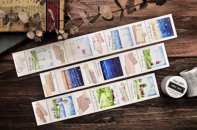 夏の旅行のマスキングテープ -ポラロイド/手帳ゆる友/ 5cm-特殊インク - マスキングテープ - 紙 多色