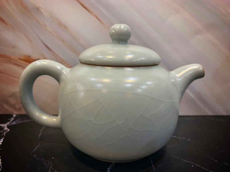 台灣汝窯大師林德豐 - 汝窯袍尊壺(現貨+預購) - 茶壺/茶杯/茶具 - 陶 藍色