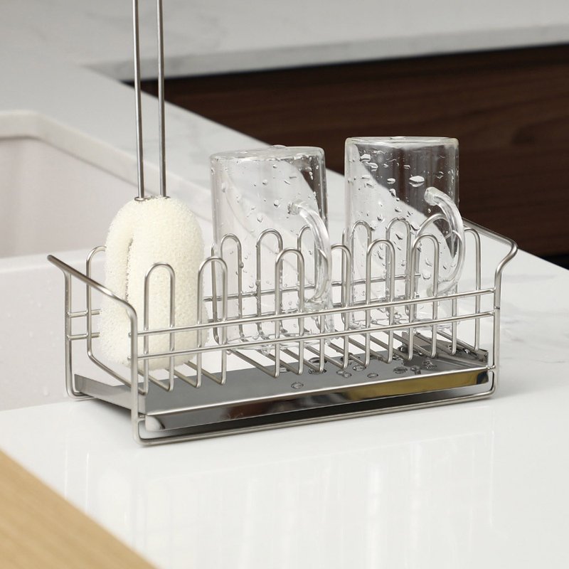 Japan Shuangshan 304 Stainless Steel sink with sponge vegetable melon arrangement drain rack - กล่องเก็บของ - สแตนเลส สีเงิน