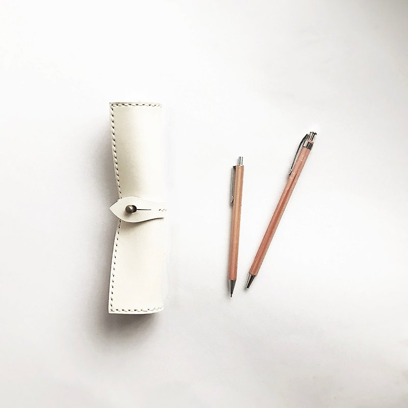 Scroll pen case indigo - กล่องดินสอ/ถุงดินสอ - หนังแท้ ขาว