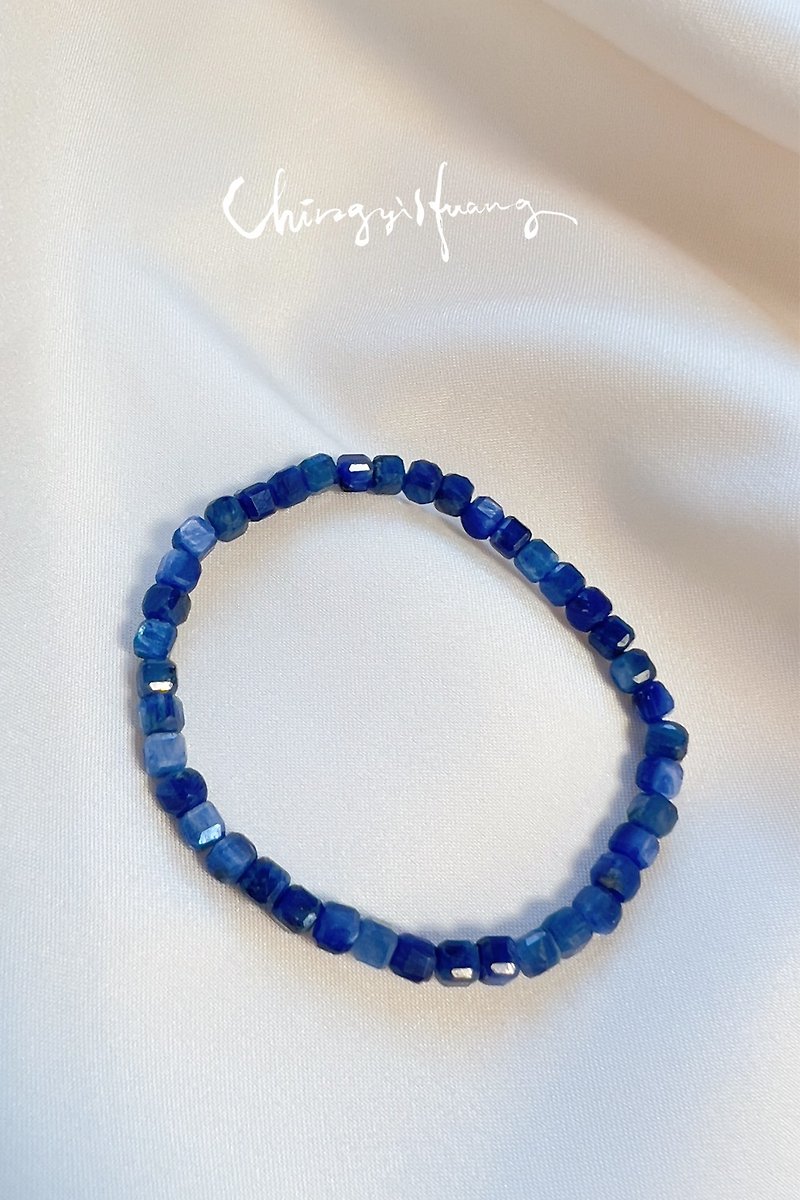 CYH- 天然インド スクエア ダイヤモンド カット スクエアブルー石ブレスレット - ブレスレット - クリスタル ブルー