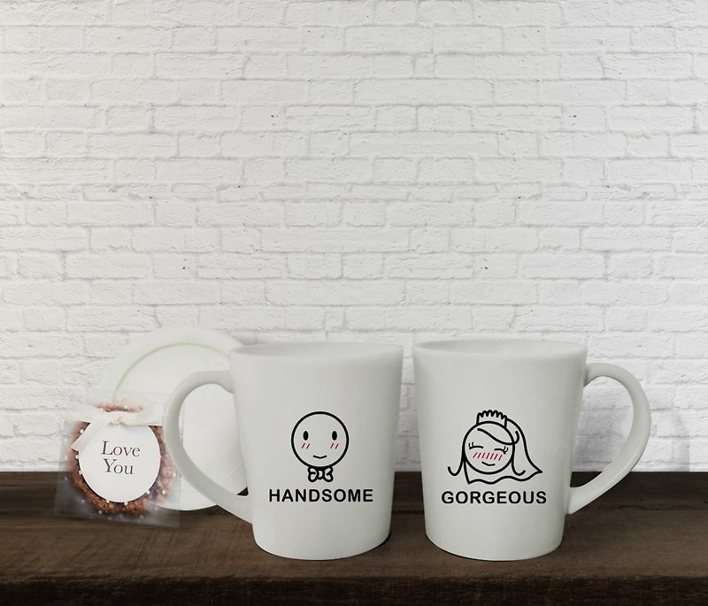 BRIDE AND GROOM Couple Coffee Mugs (FREE HAND CREAM) - แก้วมัค/แก้วกาแฟ - วัสดุอื่นๆ 