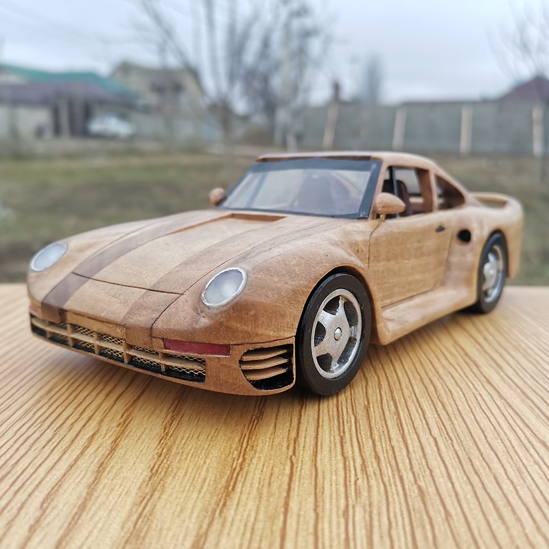 Custom made toy car model  Porsche 959 1986 - 裝飾/擺設  - 木頭 