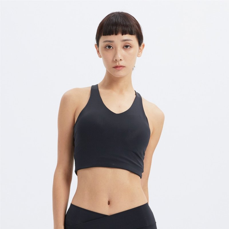 SPORTSWEAR- 輕度支撐運動背心-黑色 - 背心/無袖上衣 - 聚酯纖維 黑色