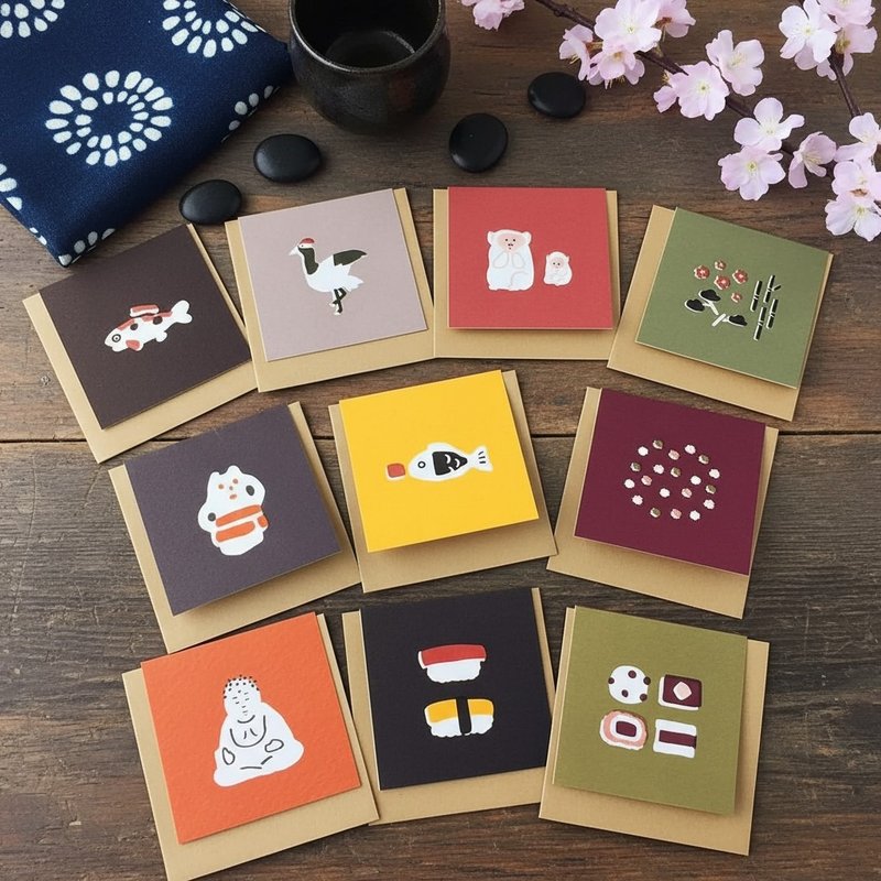 ごゆるり ひとことカード 封筒付き お得な10枚セット - 卡片/明信片 - 紙 