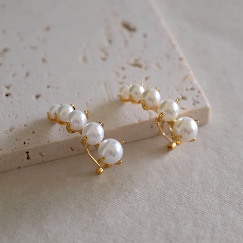 Étoile Pearl Earring - ต่างหู - ไข่มุก สีทอง