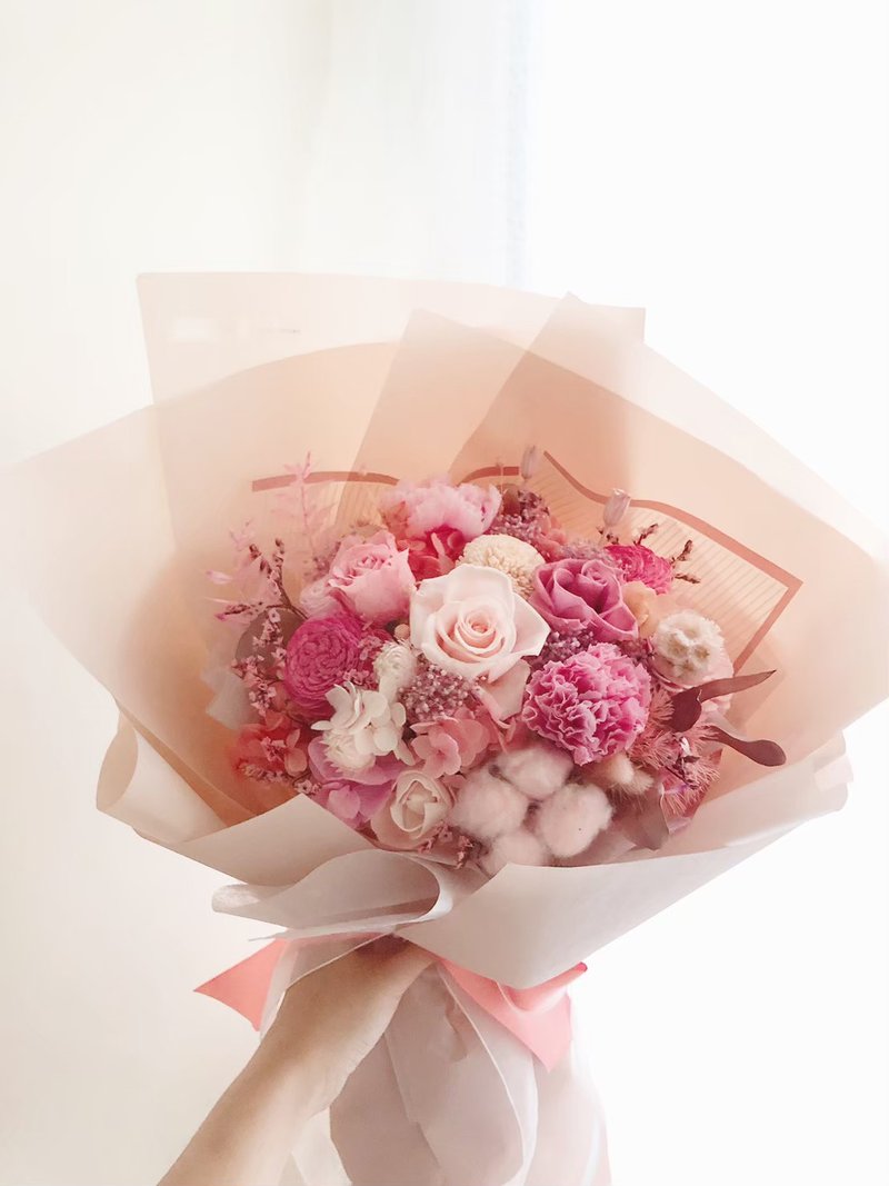 永生花 永生玫瑰花 康乃馨花束 母親節禮物 永生花束 求婚花束 - 乾燥花/永生花 - 植物．花 粉紅色