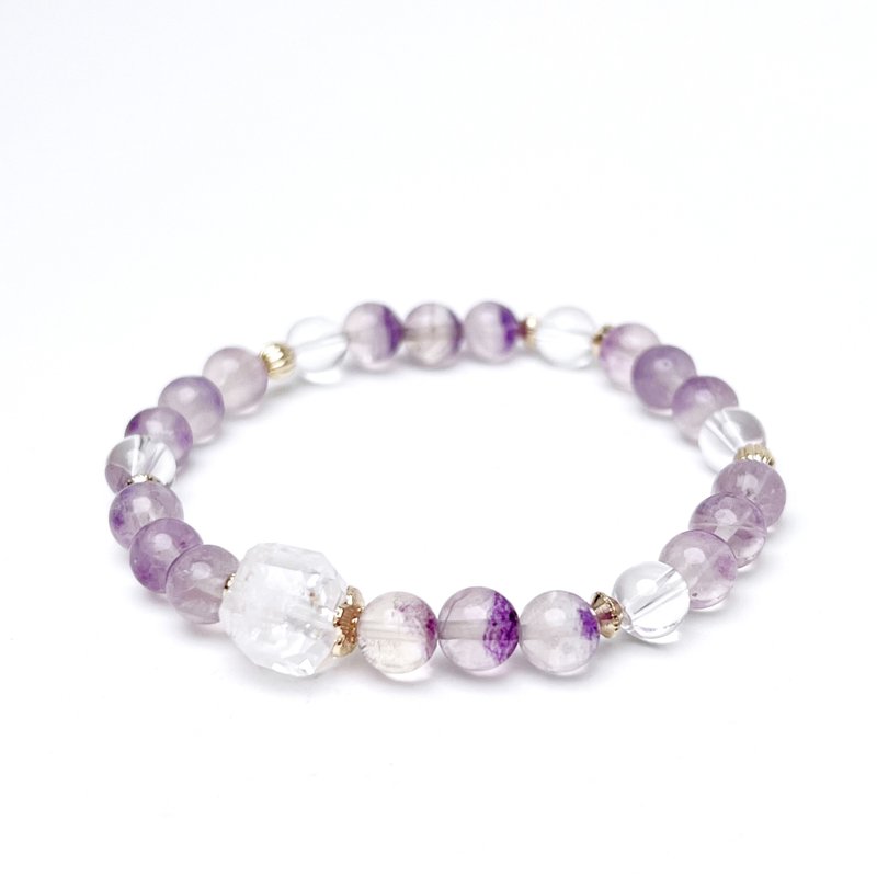 halo. Bracelet Healing Degaussing Creativity I Half Basin Purple Fluorite Stone Crystal White Crystal I - สร้อยข้อมือ - เครื่องเพชรพลอย หลากหลายสี