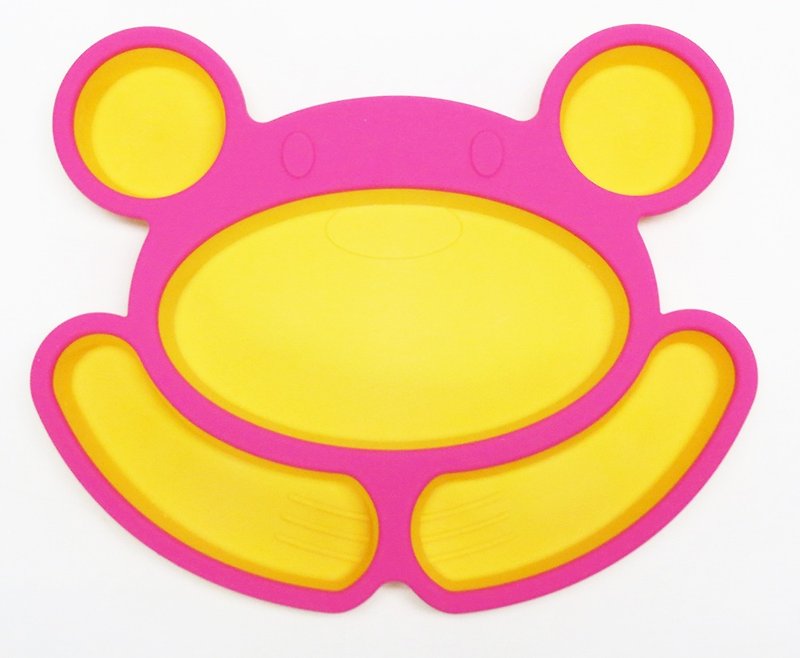 樂食熊餐盤— 桃紅 - 碟子/醬料碟 - 矽膠 粉紅色