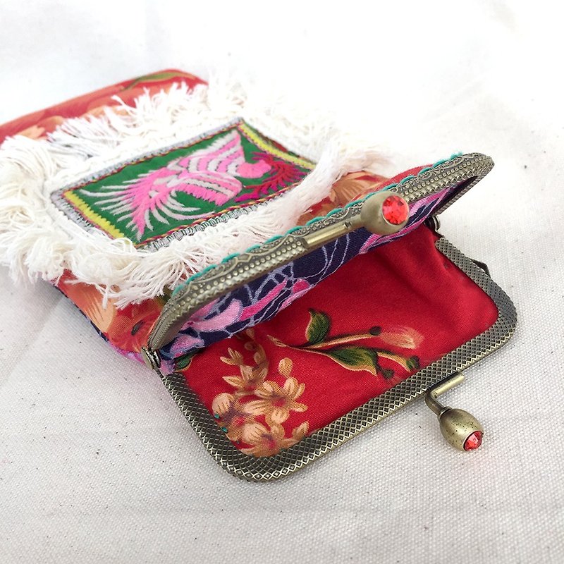 「YAYI」台湾客家の民族手刺繍布+日本+は、布カフ金の布メガネ。 - その他 - コットン・麻 レッド