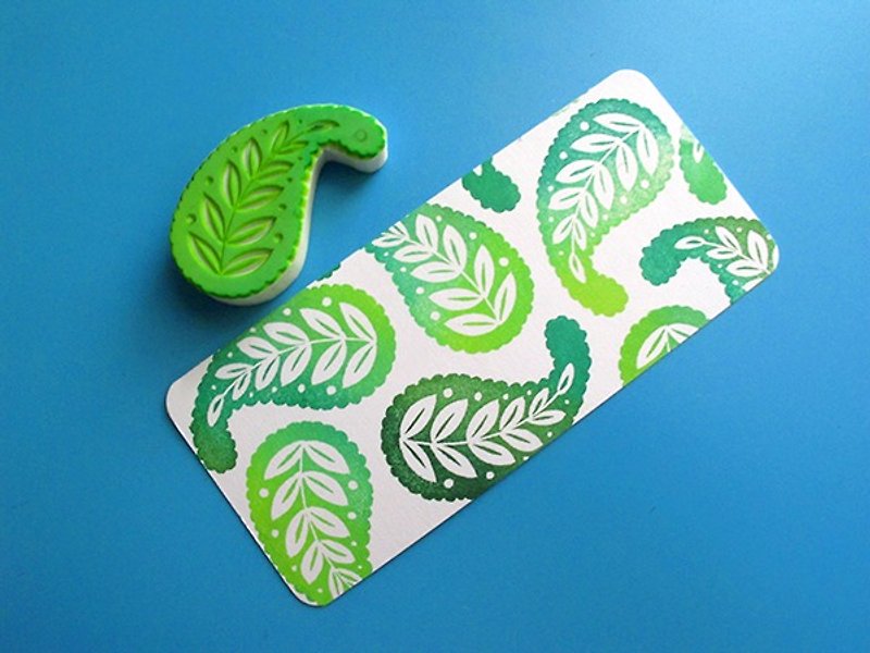 Apu handmade chapter decorative wind green leaf cashew pattern net bottom stamp hand account stamp - Stamps & Stamp Pads - Rubber 