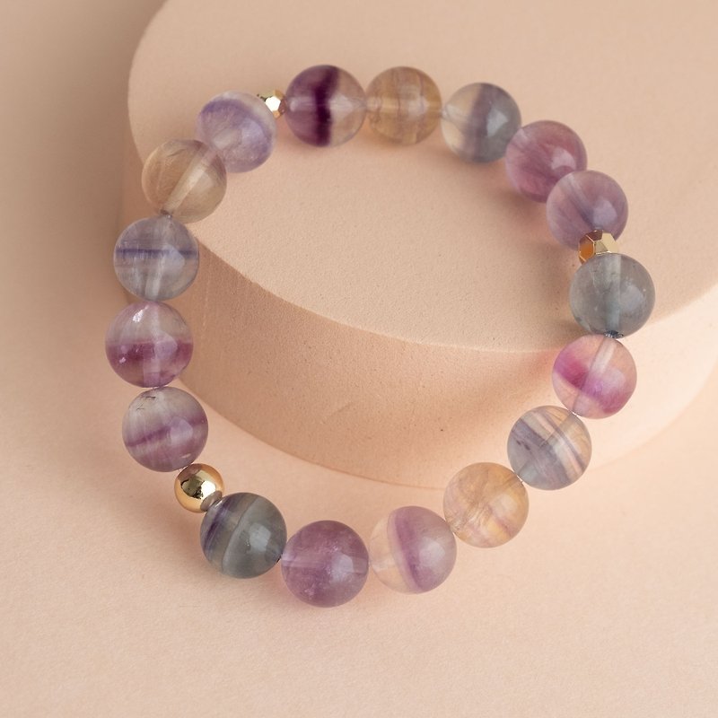 Prime colour Fluorite genuine gemstones stretch bracelet gift for her friends - สร้อยข้อมือ - คริสตัล หลากหลายสี