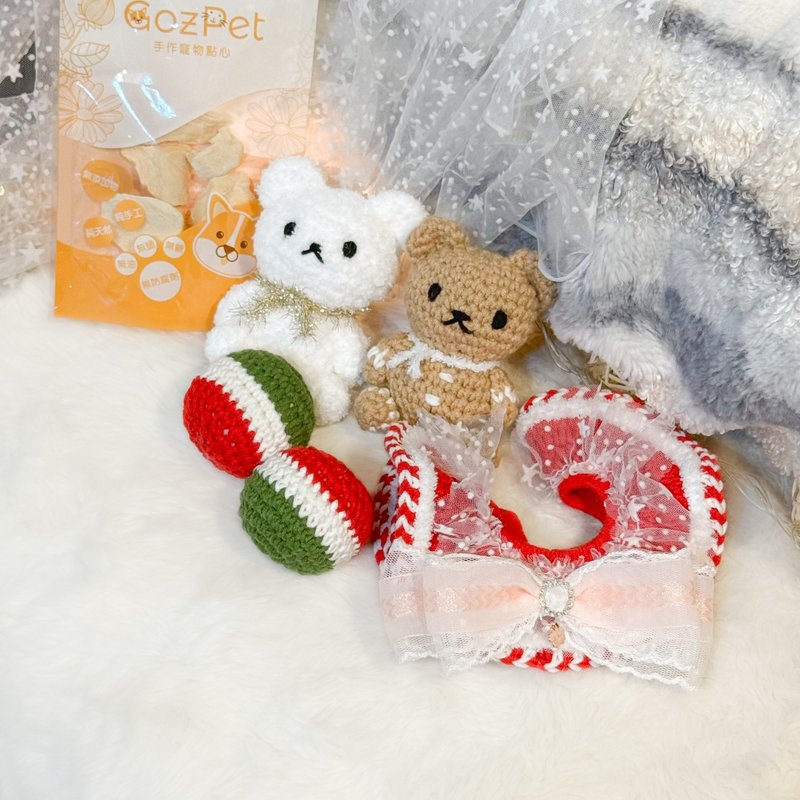 Christmas gift box/pet scarf/dog scarf/cat scarf/rabbit scarf/Christmas scarf - ปลอกคอ - ผ้าฝ้าย/ผ้าลินิน 