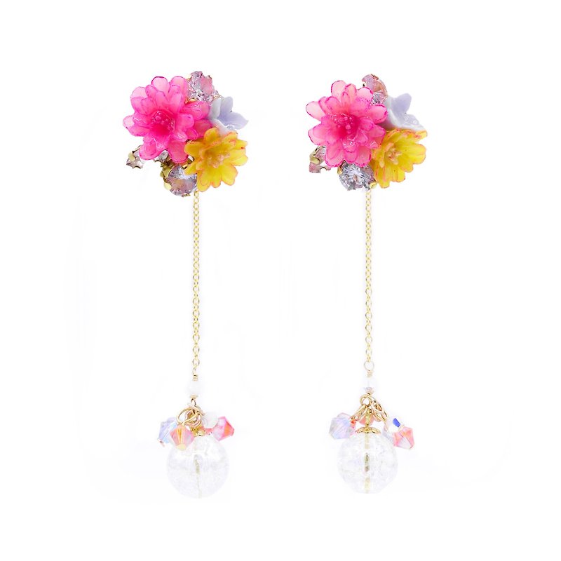 Pamycarie ZINNIA Mermaid Gold-plated 925 Silver Detachable Dangle Earrings - Earrings & Clip-ons - Clay Pink