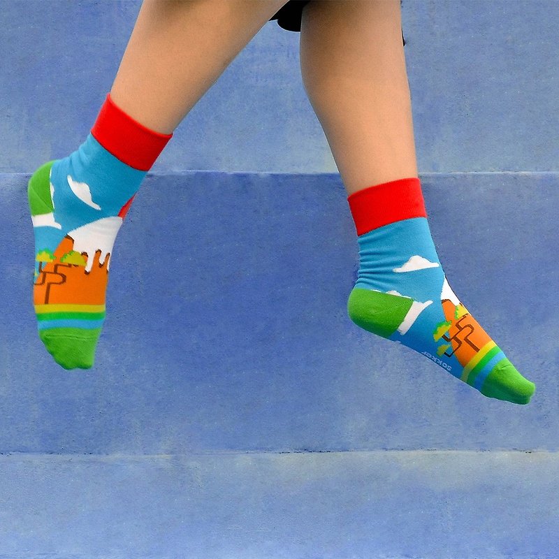 [Girlfriend Gift/Free Shipping] Fuji Xia 3/4 Women's Socks│Texture Gift Box Packaging - Socks - Cotton & Hemp Multicolor