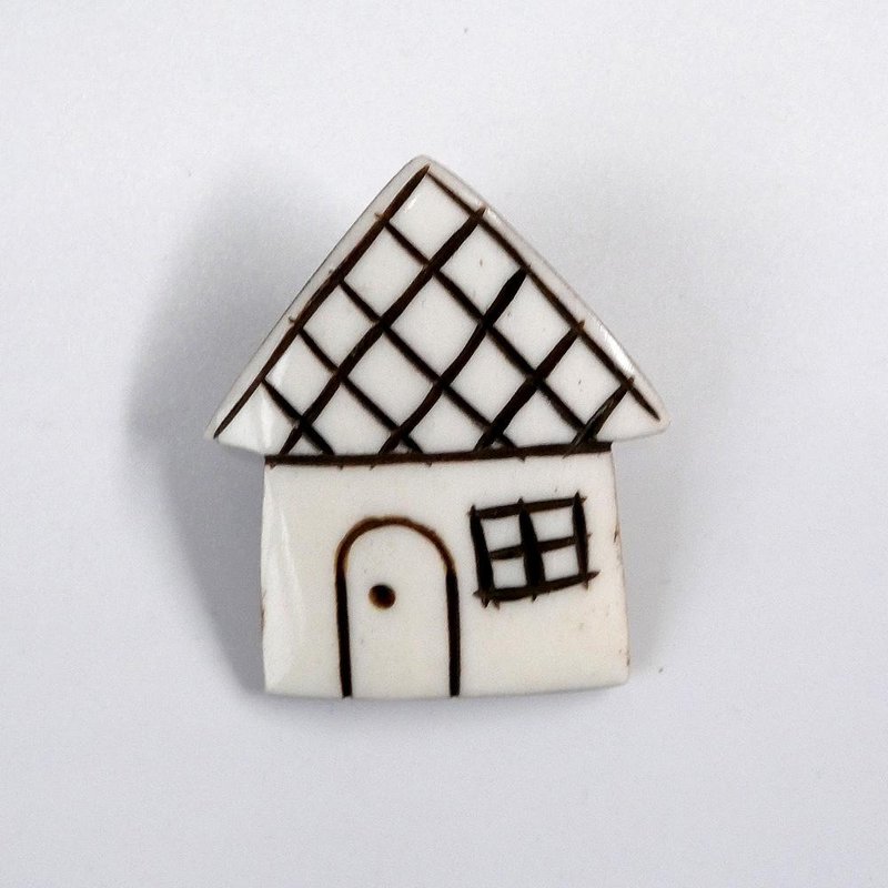 Buffalo Bone Brooch / Houseline White - Brooches - Eco-Friendly Materials 