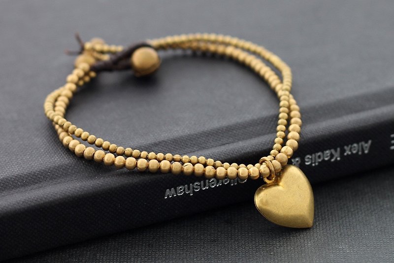 Heart Charm Brass Bracelets Dangle Cute Love Valentine Gift  - Bracelets - Other Metals Gold