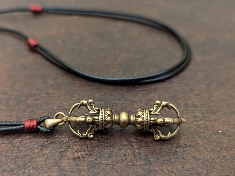 Vajra Dorje Tibetan Buddhist Pendant Amulet Symbol of Relative Condition Necklac - Necklaces - Copper & Brass Khaki