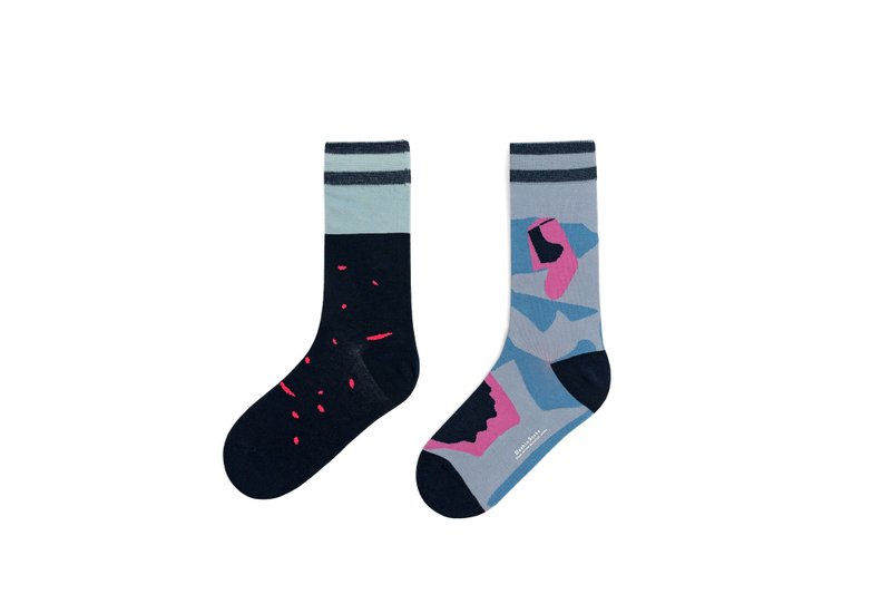 【情人節禮盒】Goody-Bag插畫合作系列紅點涂鴉中筒 - 襪子 - 棉．麻 