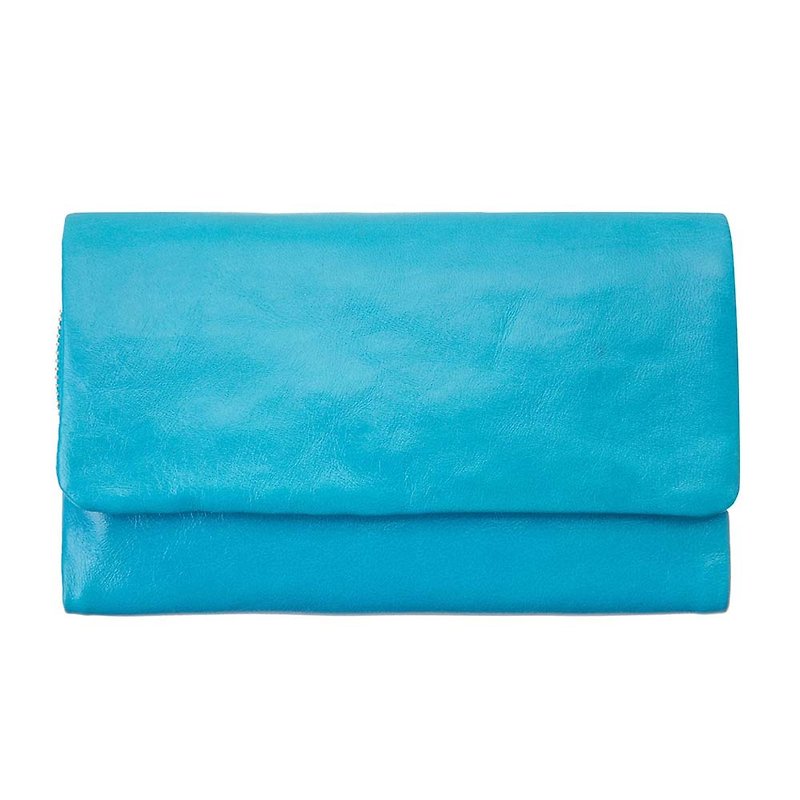 AUDREY long clip_Pool / pool water blue - Wallets - Genuine Leather Blue
