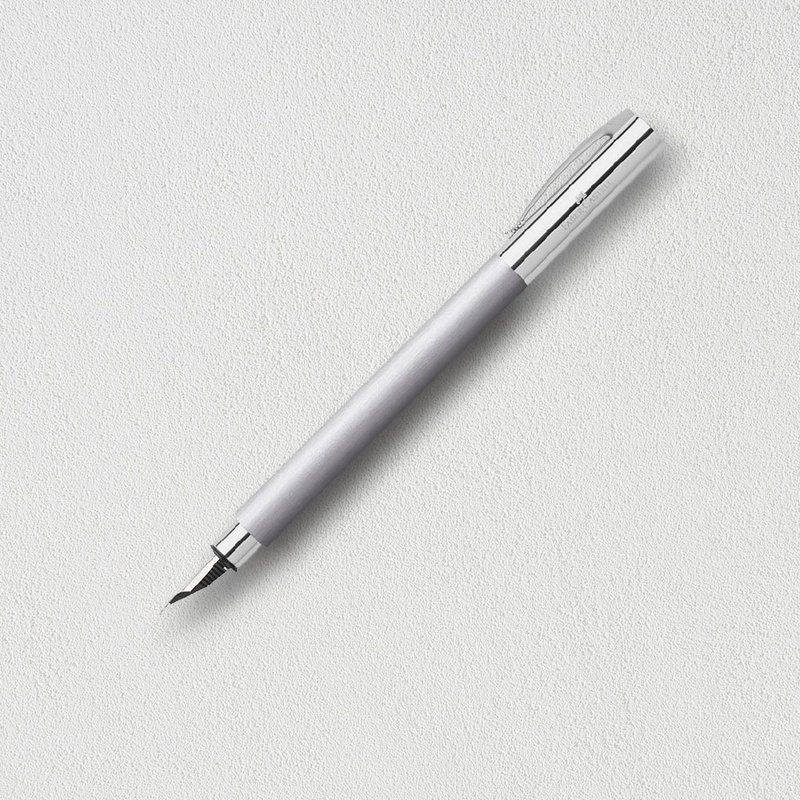 【Faber-Castell】成吉思汗AMBITION銀絲不銹鋼鋼筆-F尖 免費刻字 - 鋼筆 - 其他金屬 銀色