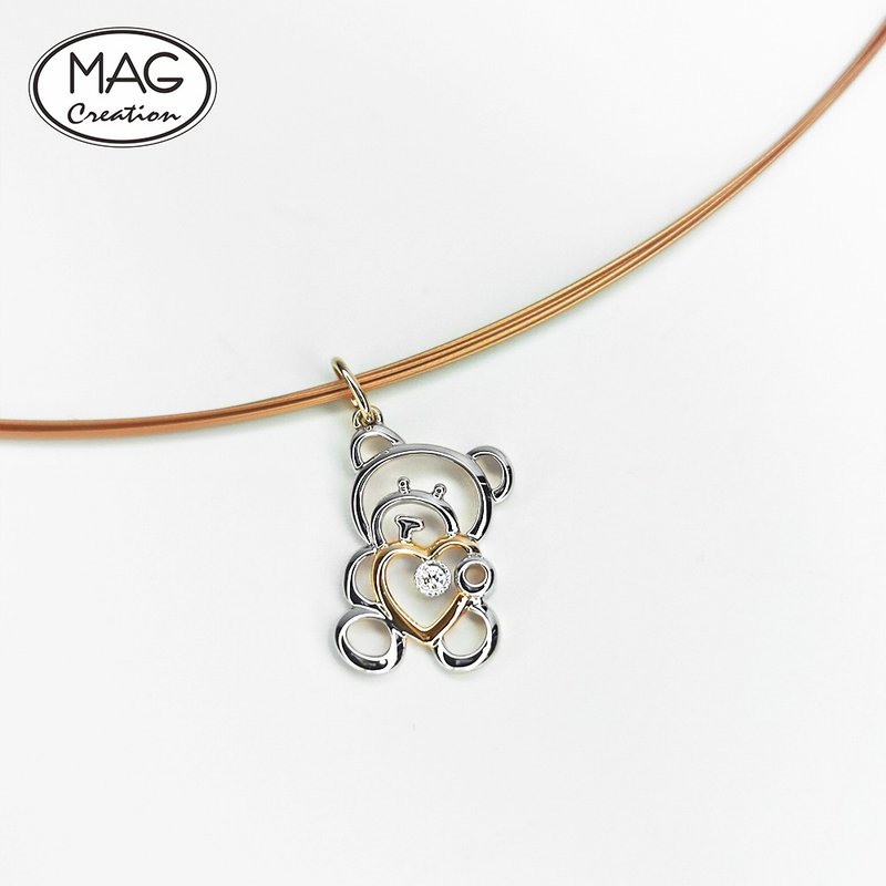 Sweetheart Pendant | Bear shaped pendant comes with wire collar - Necklaces - Precious Metals 