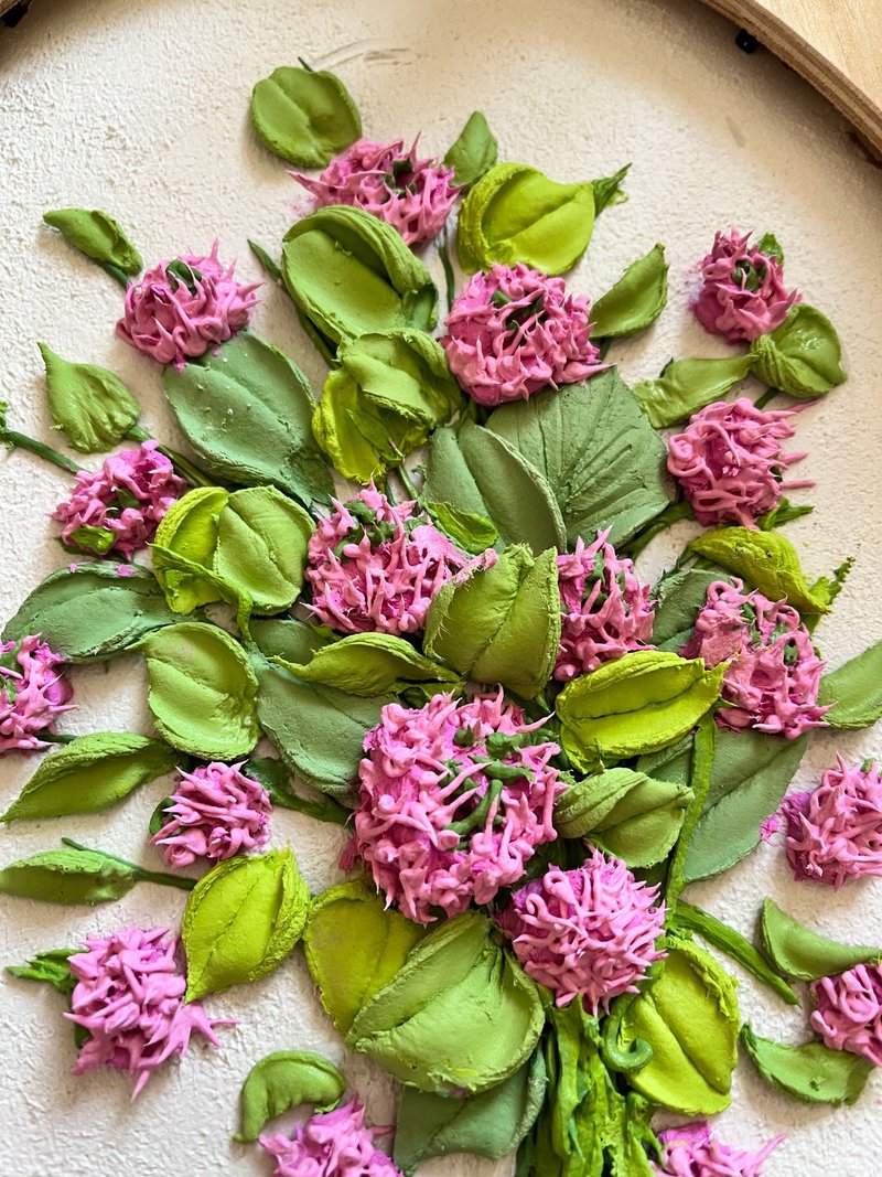 三葉草雕塑繪畫野花繪畫粉紅色 3D 繪畫花卉藝術品 - 壁貼/牆壁裝飾 - 其他材質 粉紅色