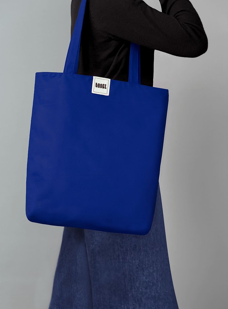 Muji Minimalist Plain Shoulder Canvas Bag (Large) / Royal Blue - กระเป๋าแมสเซนเจอร์ - ผ้าฝ้าย/ผ้าลินิน สีน้ำเงิน