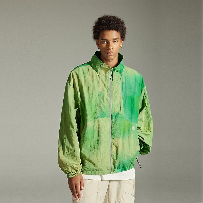 男士運動紮染防曬衣 夏季輕薄涼感透氣外套 - 男夾克/外套 - 其他材質 綠色