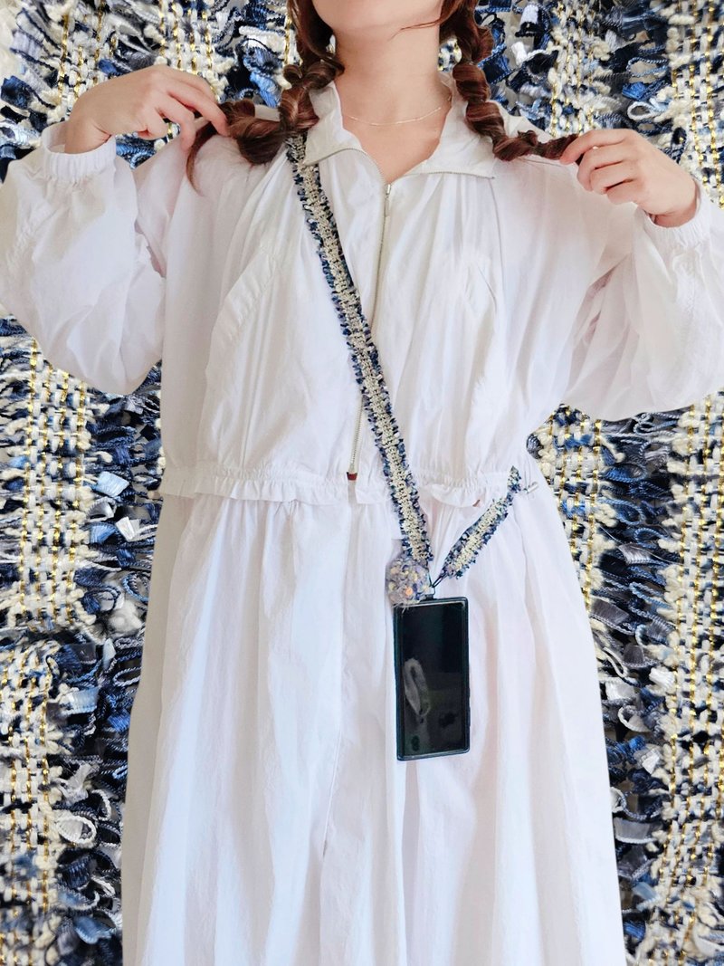 編織手機/包包/相機背帶 - 湛海 - 手機掛繩/背帶 - 棉．麻 藍色