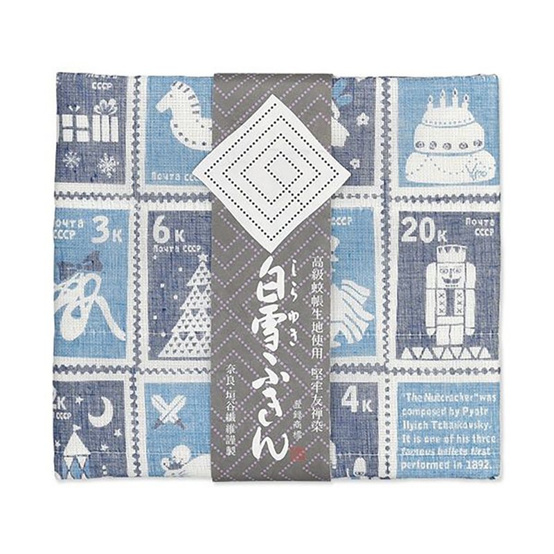 Kyoyuzen dyed all-purpose towel/Nutcracker blue - ผ้ารองโต๊ะ/ของตกแต่ง - ผ้าฝ้าย/ผ้าลินิน สีน้ำเงิน