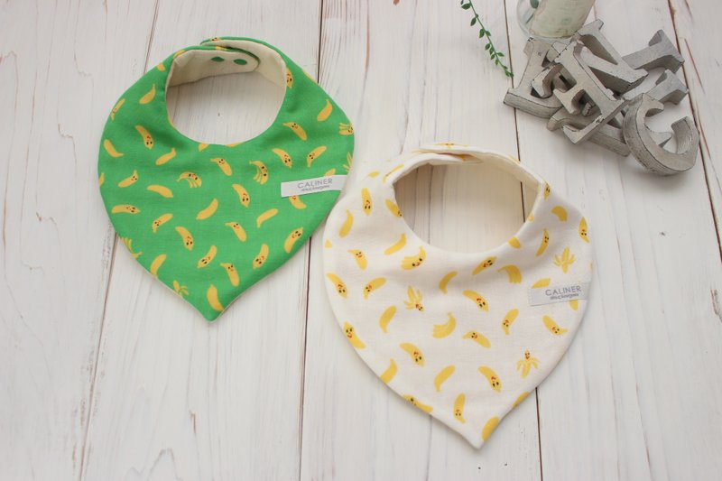 おちゃめなバナナのふわふわ８重ガーゼスタイ gauze bib banana unisex - 圍兜/口水巾 - 棉．麻 黃色