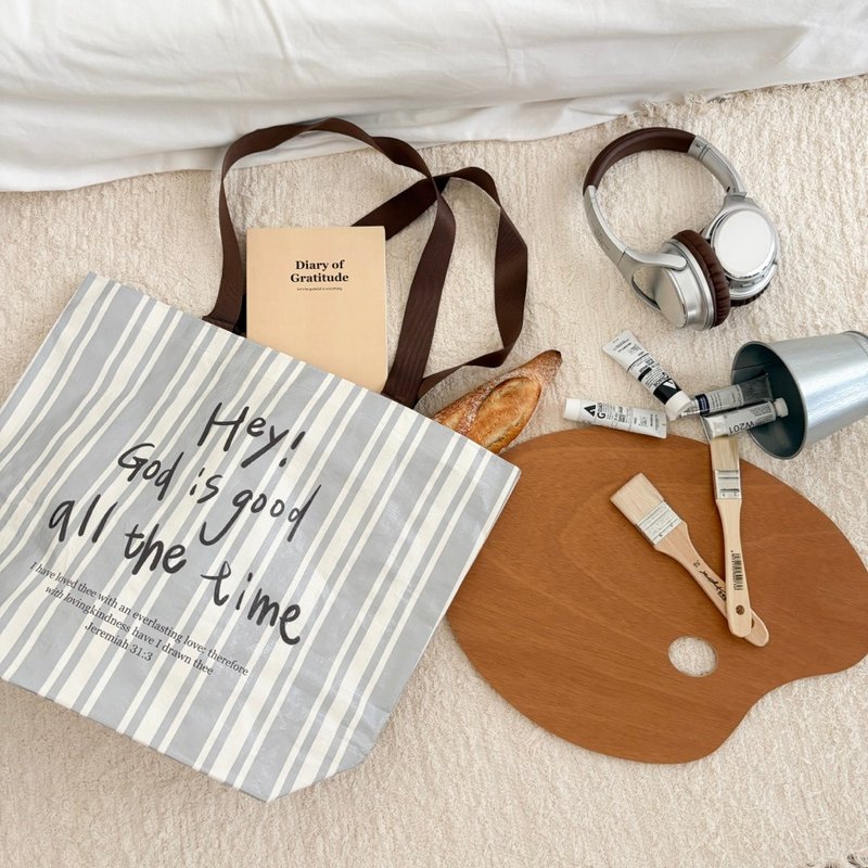 JIN CHA GOD-編織防水袋 Hey!God is good all the time/幸福小組 - 手提包/手提袋 - 聚酯纖維 