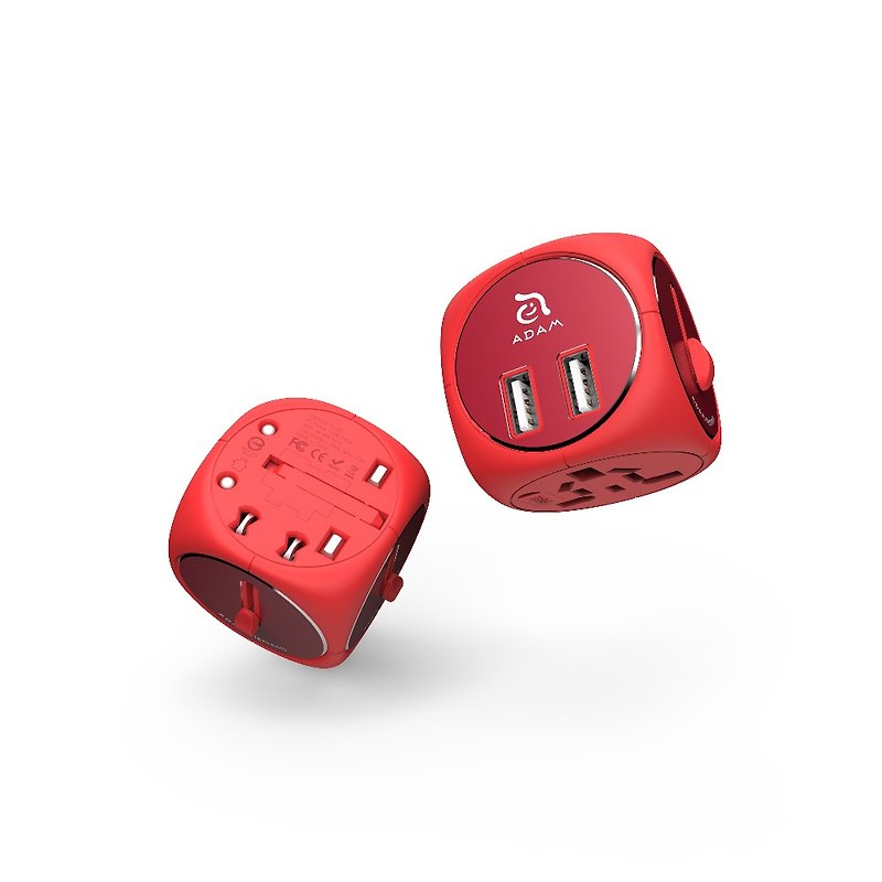 二つの穴・イン・ワンの多機能USBアダプタ多国籍ユニバーサルソケット赤を充電してOMNIA TA502 5 - 充電器・USBコード - 金属 レッド