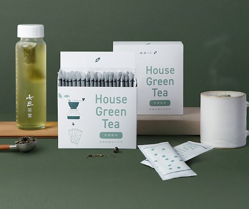 【原葉研磨系列】炒菁綠茶 House Green Tea-入門款茶包20入 - 茶葉/漢方茶/水果茶 - 紙 白色